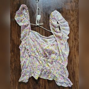 Large floral crop top